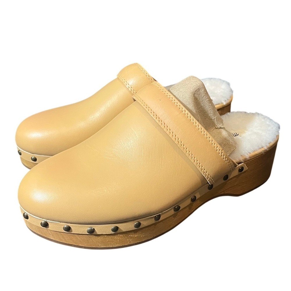 Madewell The Cecily Genuine Shearling Lined Leather Clog Size 6.5 Mule New